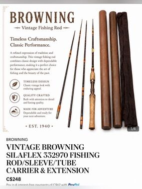 VINTAGE BROWNING SILAFLEX 332970 FISHING ROD/SLEEVE/TUBE CARRIER & EXTENSION